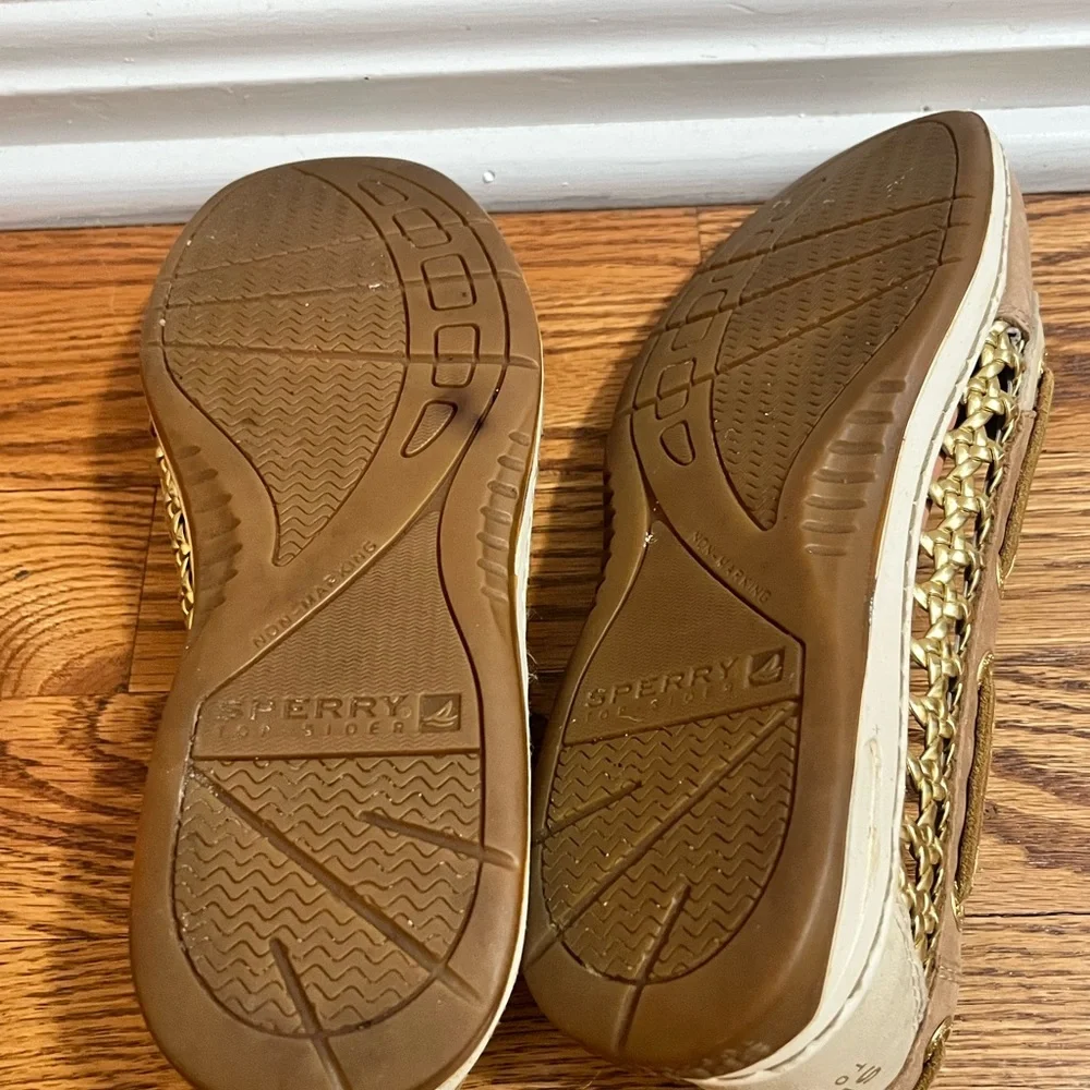 Sperry Top-Sider Angelfish Cane Leather Gold Beach Boat Deck Shoes Sz 7 #9432212